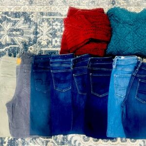 Lot of  8 American Eagle Jeans and 2 sweaters